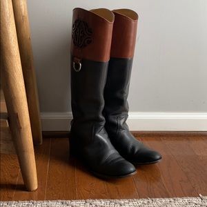 Frye Melissa Logo boots size 7 black brown